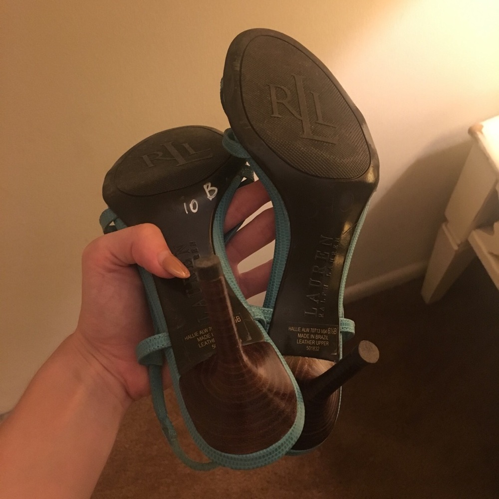 SOLD Ralph Lauren Blue Strappy Heels - Picture 4 of 4